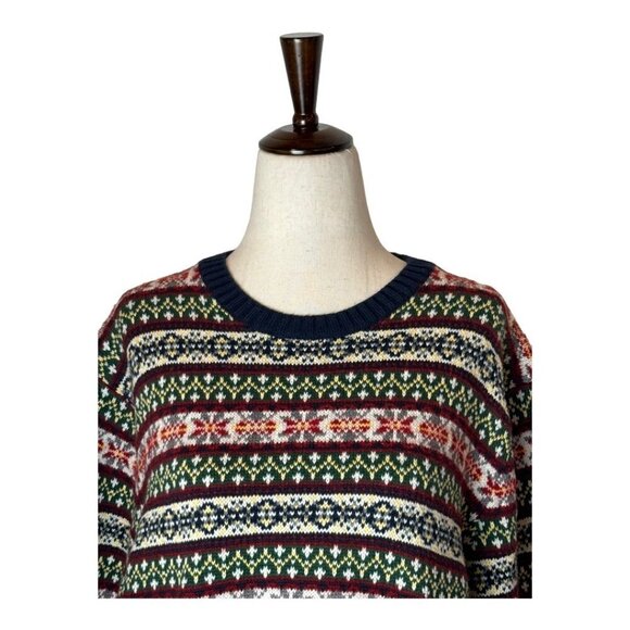 Tommy Hilfiger Navy Blue and Green Nordic Wool Blend Crew Neck Sweater Size XL - Picture 3 of 8